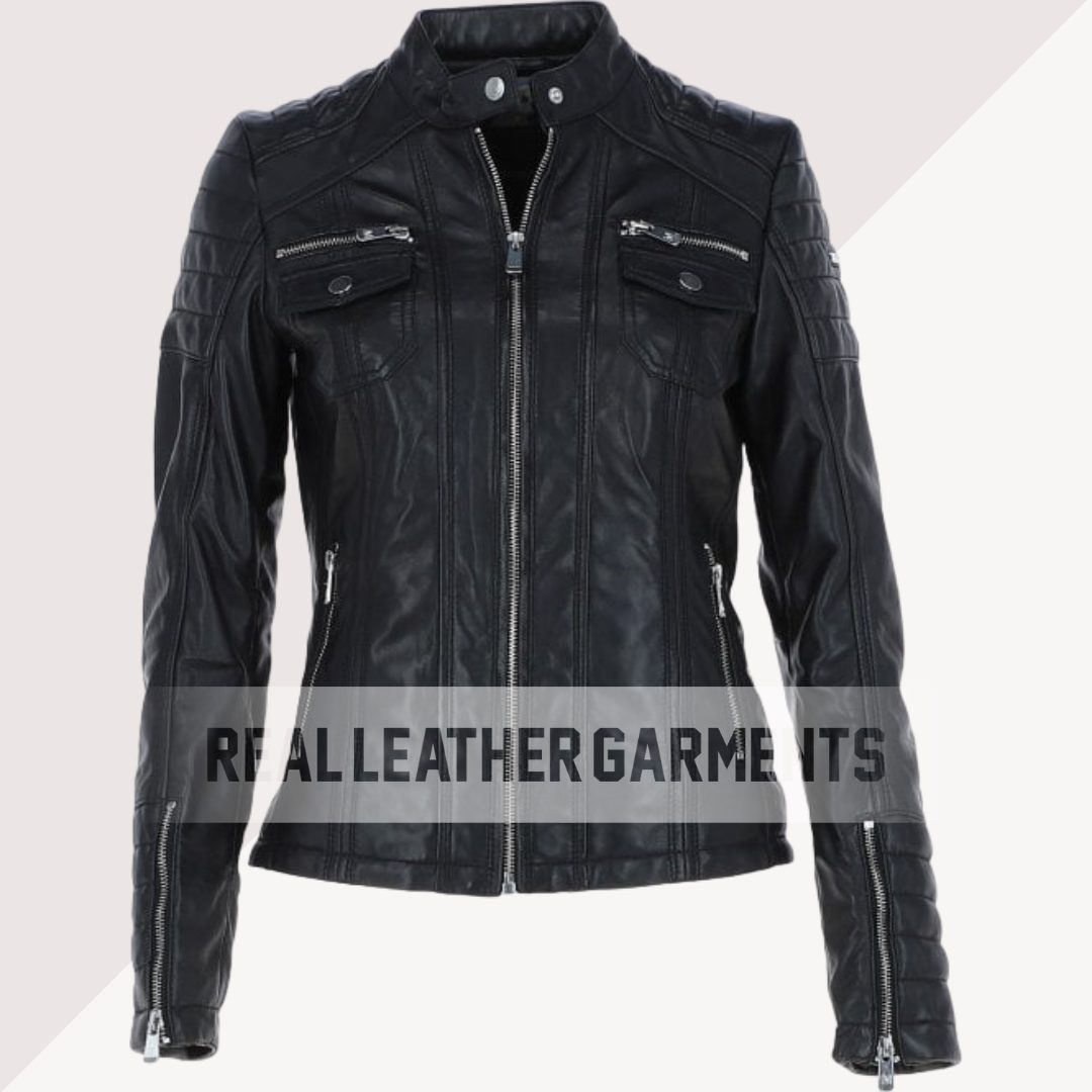 Women's Fashionable Leather Biker Jacket