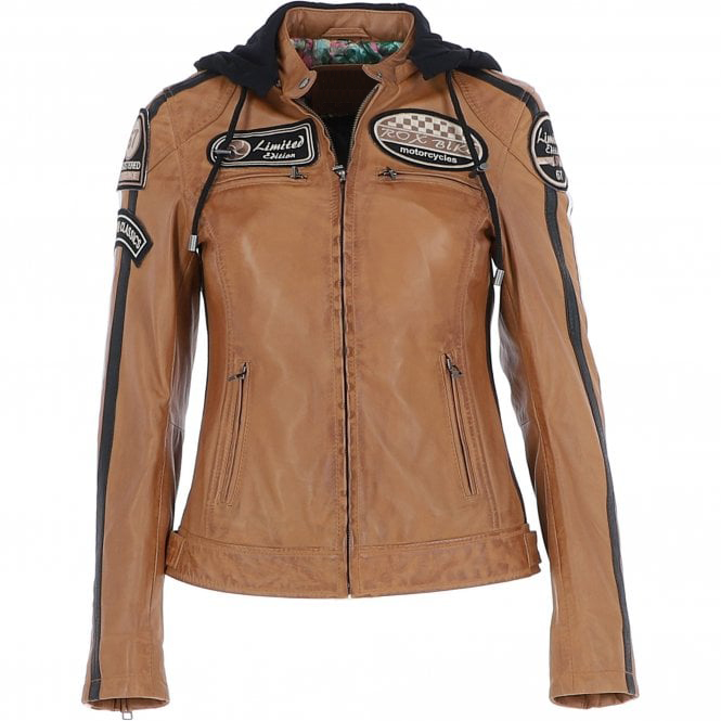 Women's Hooded Leather Motorcycle Jacket