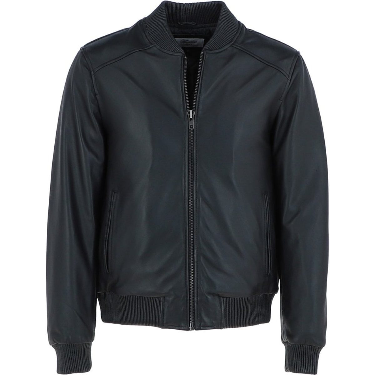 Men s Classic Black Leather Bomber Jacket