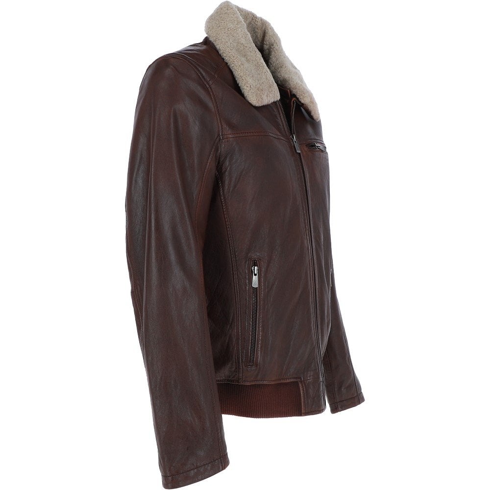 Detachable Collar Leather Pilot Jacket - Real Leather Garments