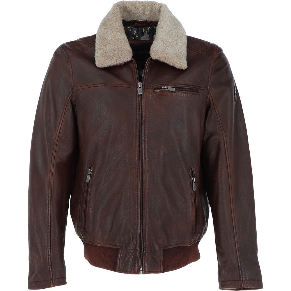 Detachable Collar Leather Pilot Jacket