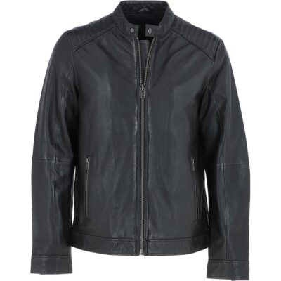 Men's Dark Brown Genuine Leather Moto Jacket