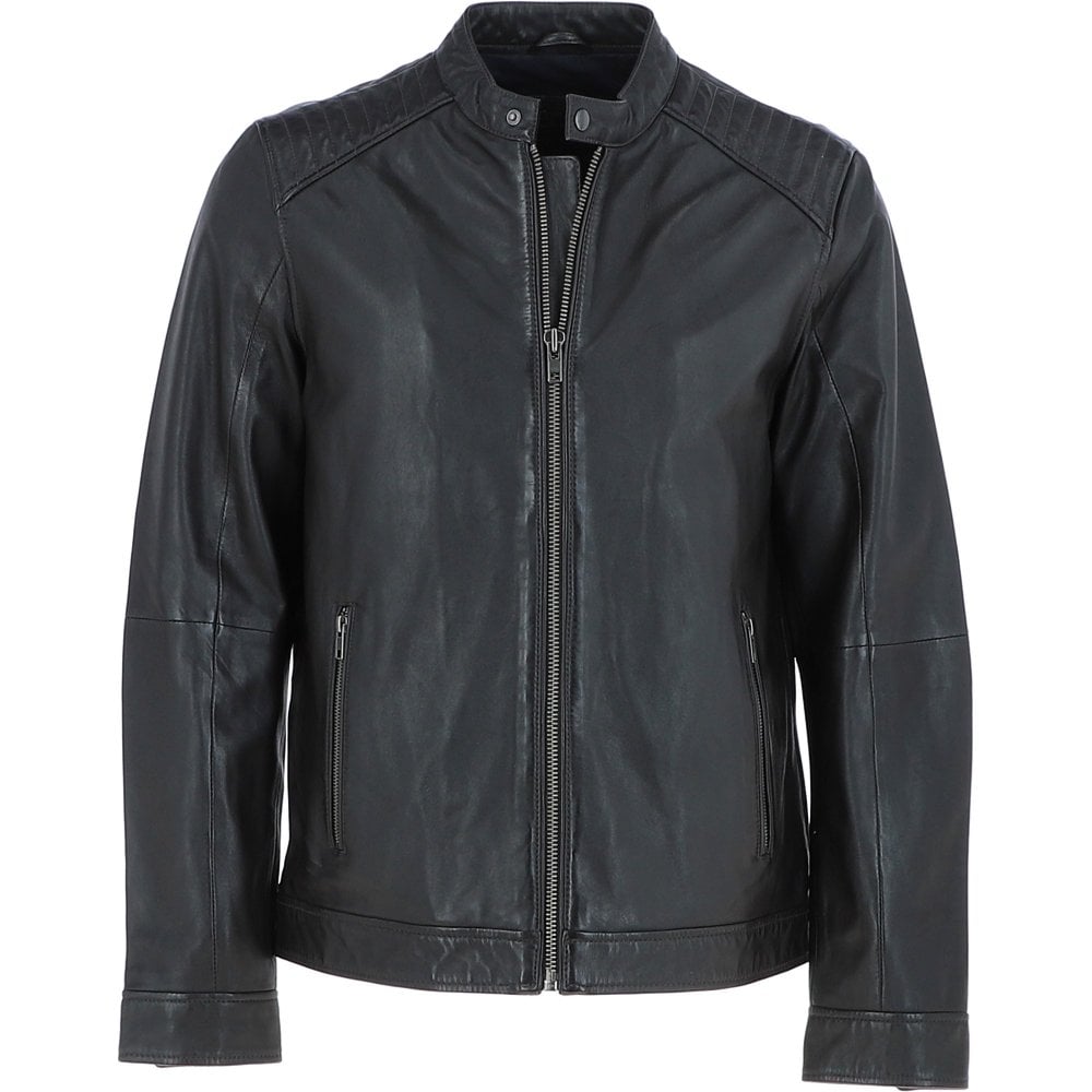 Men's Dark Brown Genuine Leather Moto Jacket