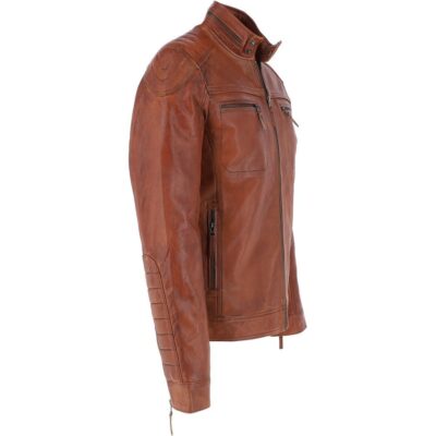 Men's Dark Brown Leather Biker Jacket