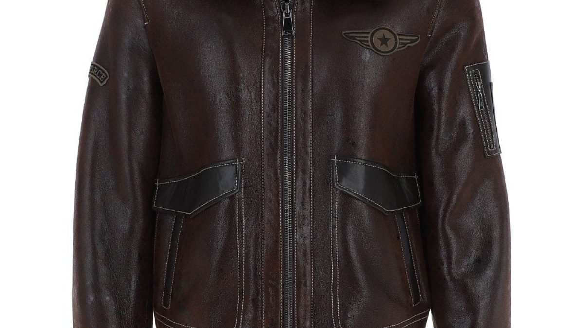 NC Air Force Luxury Brown Sheepskin Pilot Jacket Real Leather