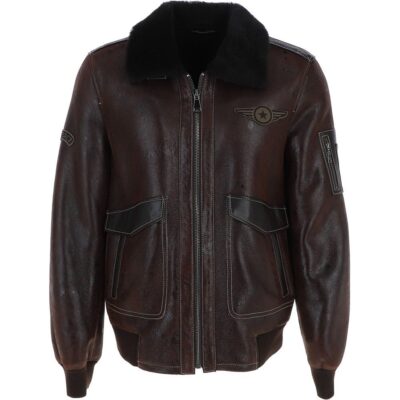 NC Air Force Luxury Brown Sheepskin Pilot Jacket
