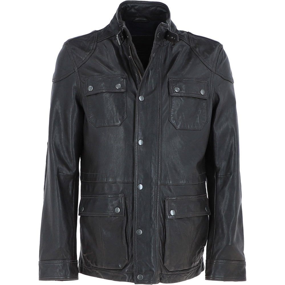 Dark Brown Leather Safari Jacket for Men