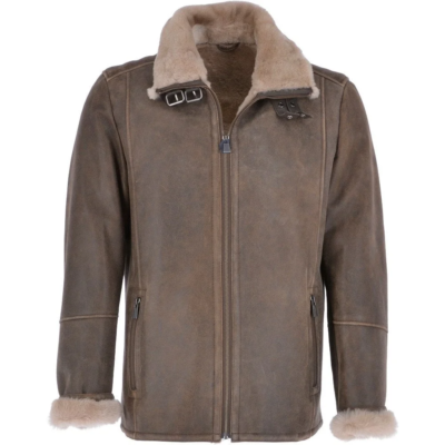Antique Leather Sheepskin Flying Jacket