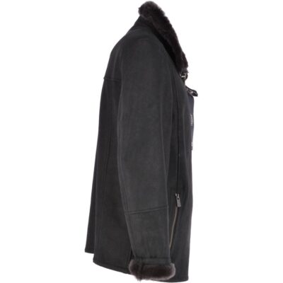 Anton Black Leather Sheepskin Flying Jacket