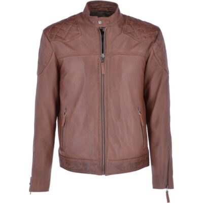 Cadmar Tan Leather Biker Jacket