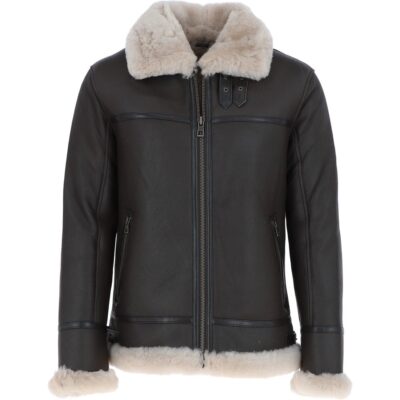 Dark Brown Luxury Shearling Pilot Jacket