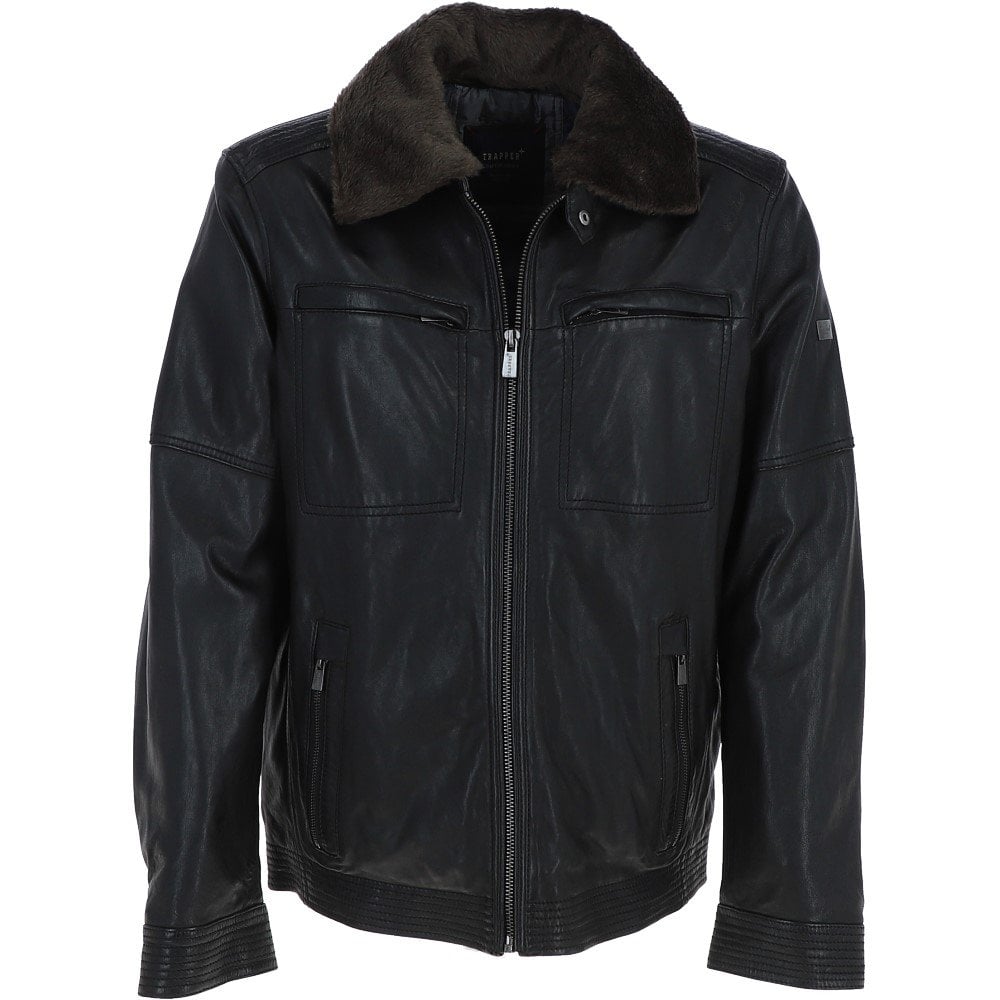 Detachable Collar Blouson Leather Jacket