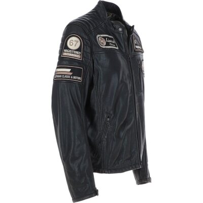 Mens Black Monomoi Leather Biker Jacket
