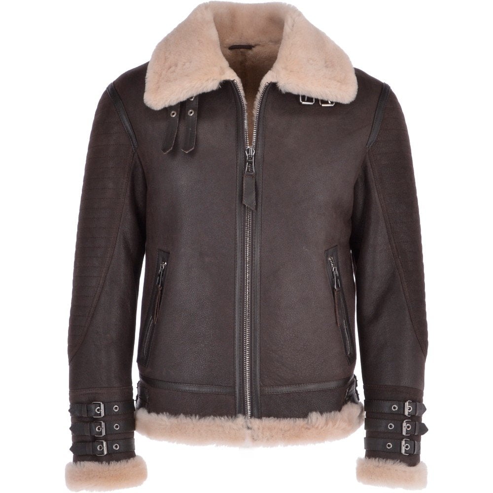 Mens Brown Shearling Flying Jacket