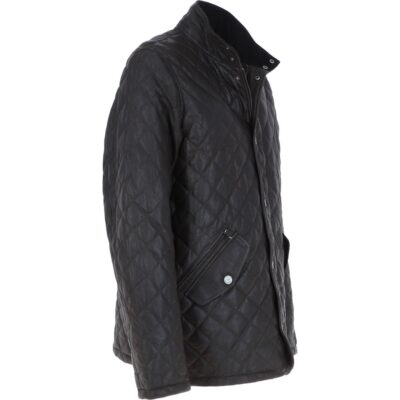 Men's Quilted Brown Leather Jacket
