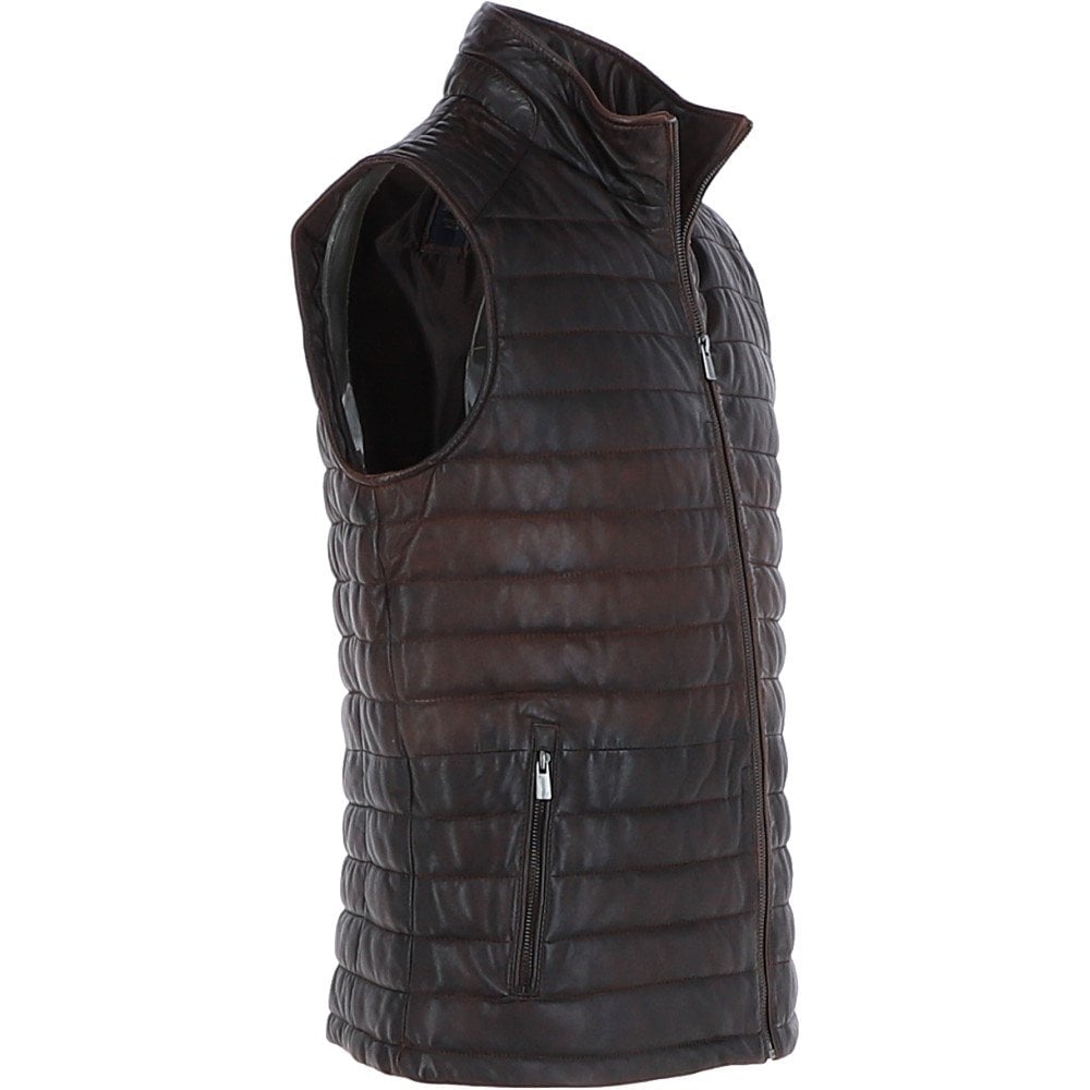 Men’s Red and Brown Leather Gilet