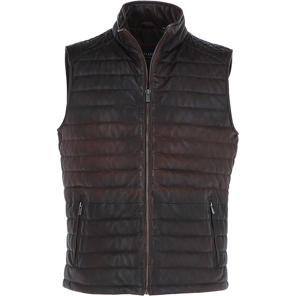 Men’s Red and Brown Leather Gilet