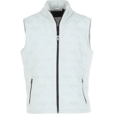 Men’s Slim Fit White Leather Gilet