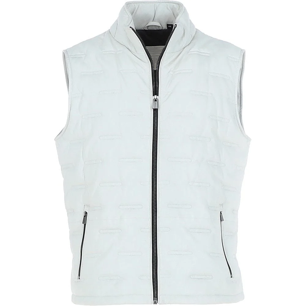 Men’s Slim Fit White Leather Gilet