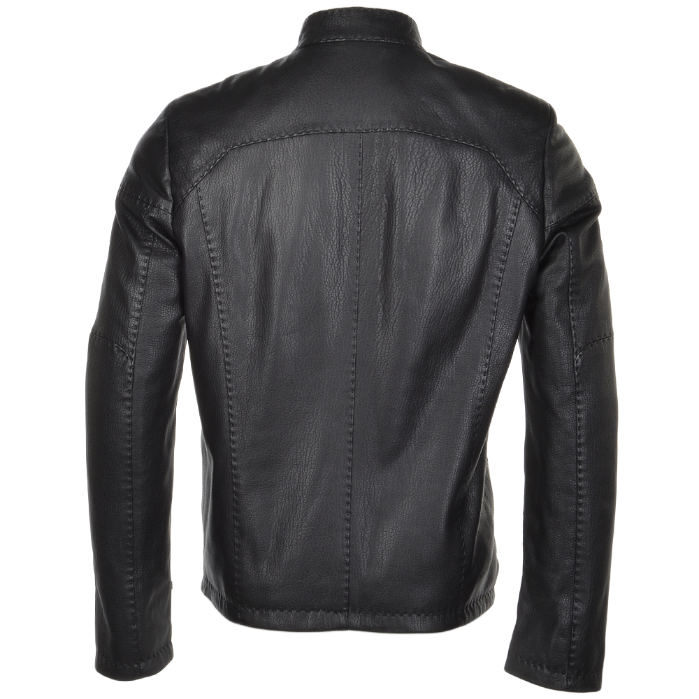 Petros Full Grain Jumbo Black Leather Jacket