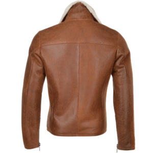 Tan Biker Sheepskin Aviator Pilot Jacket