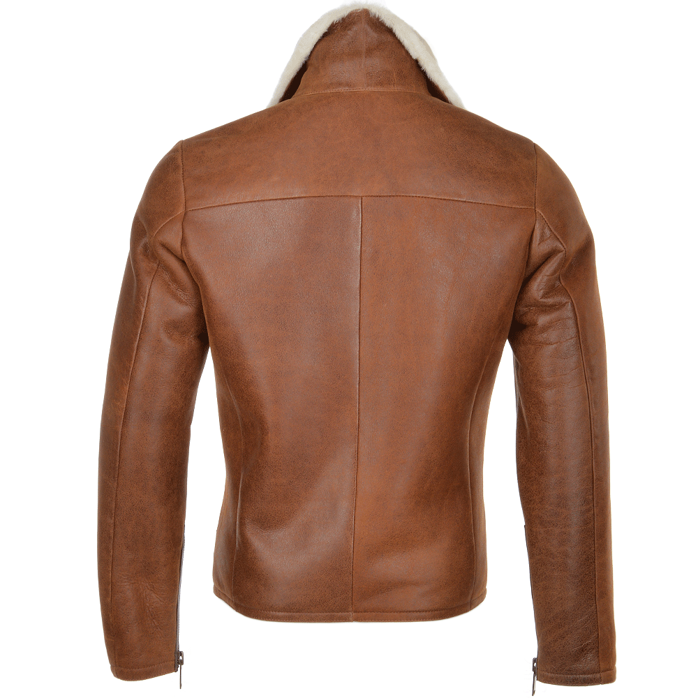 Tan Biker Sheepskin Aviator Pilot Jacket