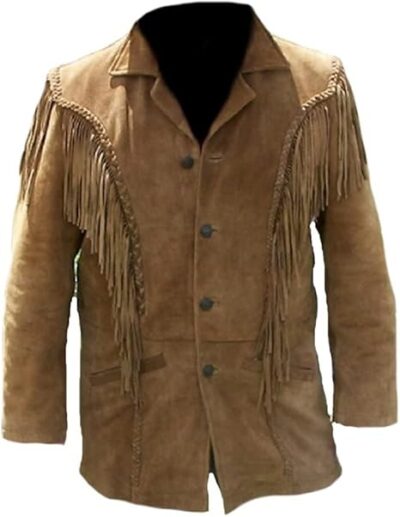 Cowboy Western Style Suede Fringe Leather Jacket