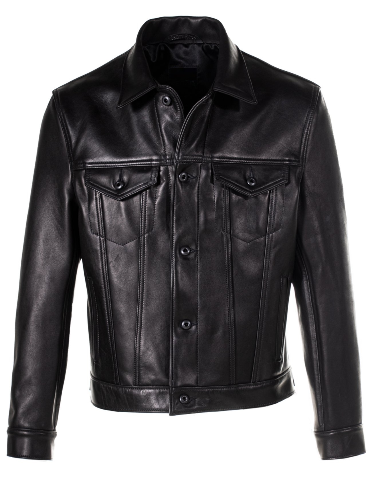 Cowhide Mens Leather Trucker Jacket