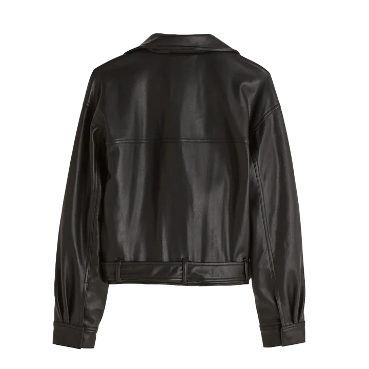 Helen Black Sheepskin Biker Bomber Leather Jacket