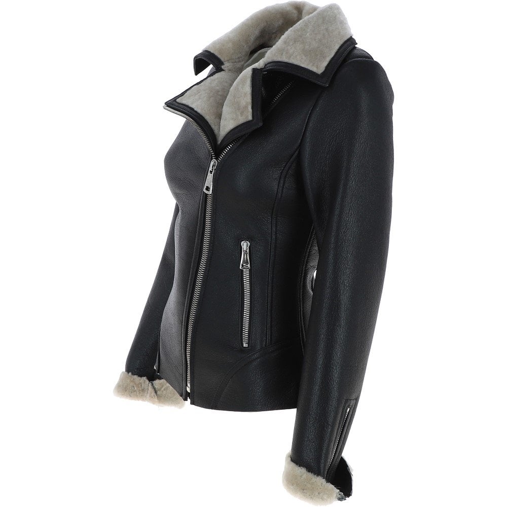 Ladies Sheepskin Shearling Aviator Jacket