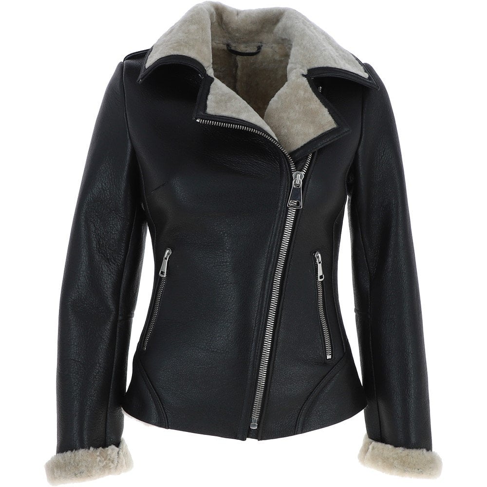 Ladies Sheepskin Shearling Aviator Jacket