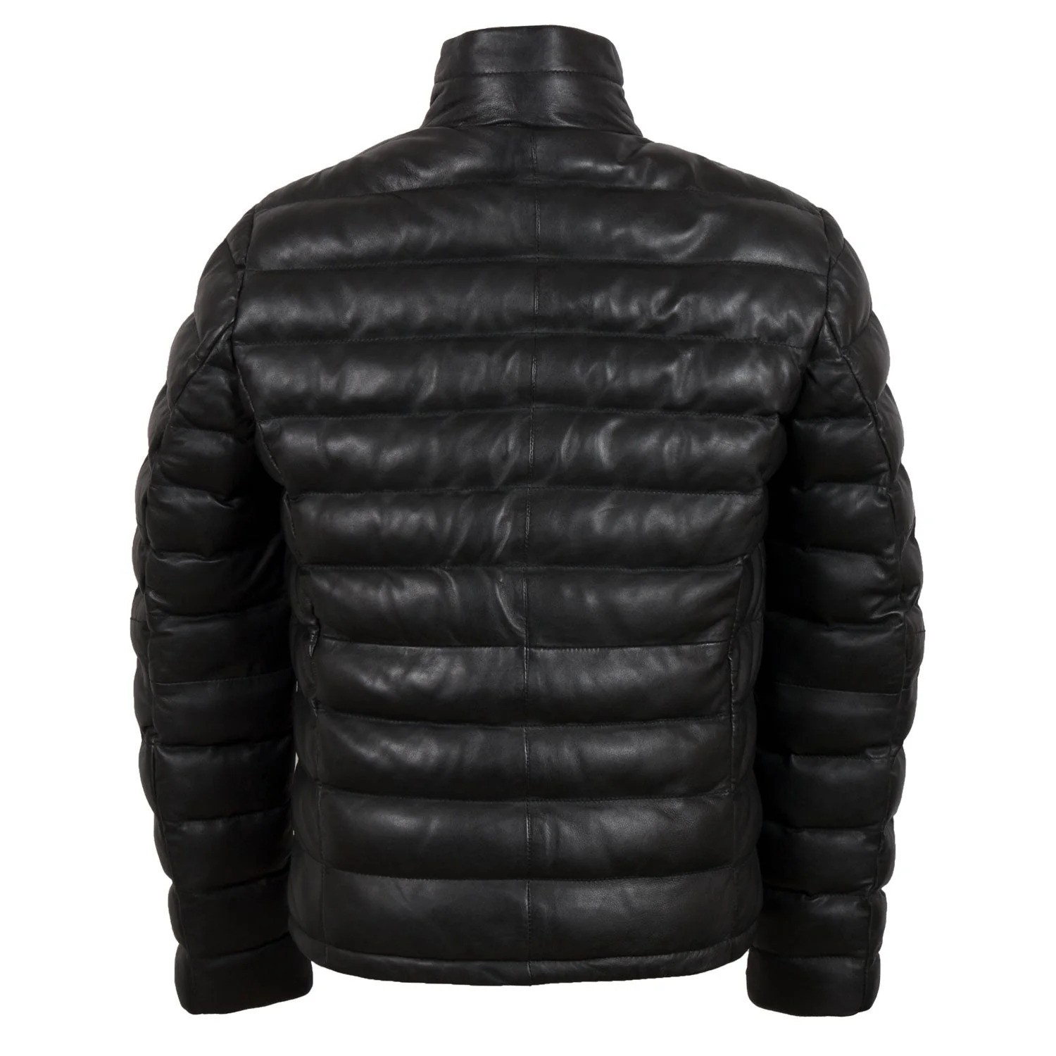 Men's Black Puffer Leather Jacket