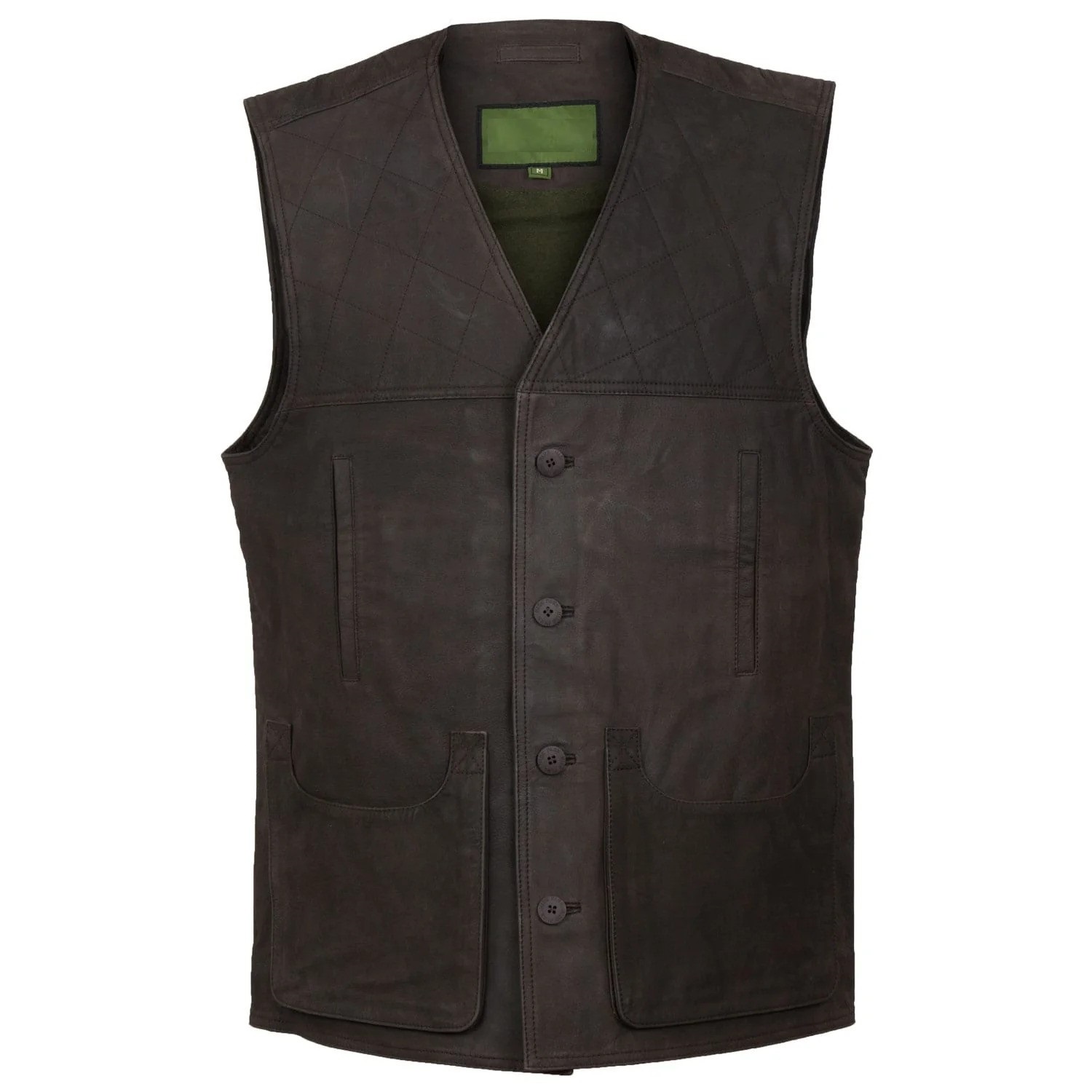 Men's Brown Leather Gilet Shooting Vest