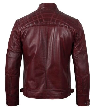 Men’s Distressed Maroon Motorcycle Leather Jacket