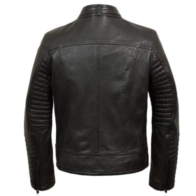 Men's Hooded Black Biker Leather Jacket