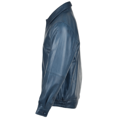 Men's Navy Blue Blouson Leather Jacket