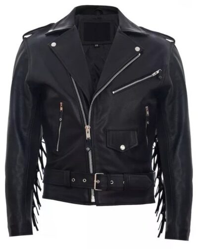 Men's Retro Biker Fringe Leather Jacket