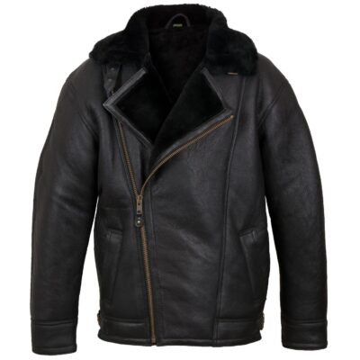 Men's Sheepskin Black Pilot Leather Jacket