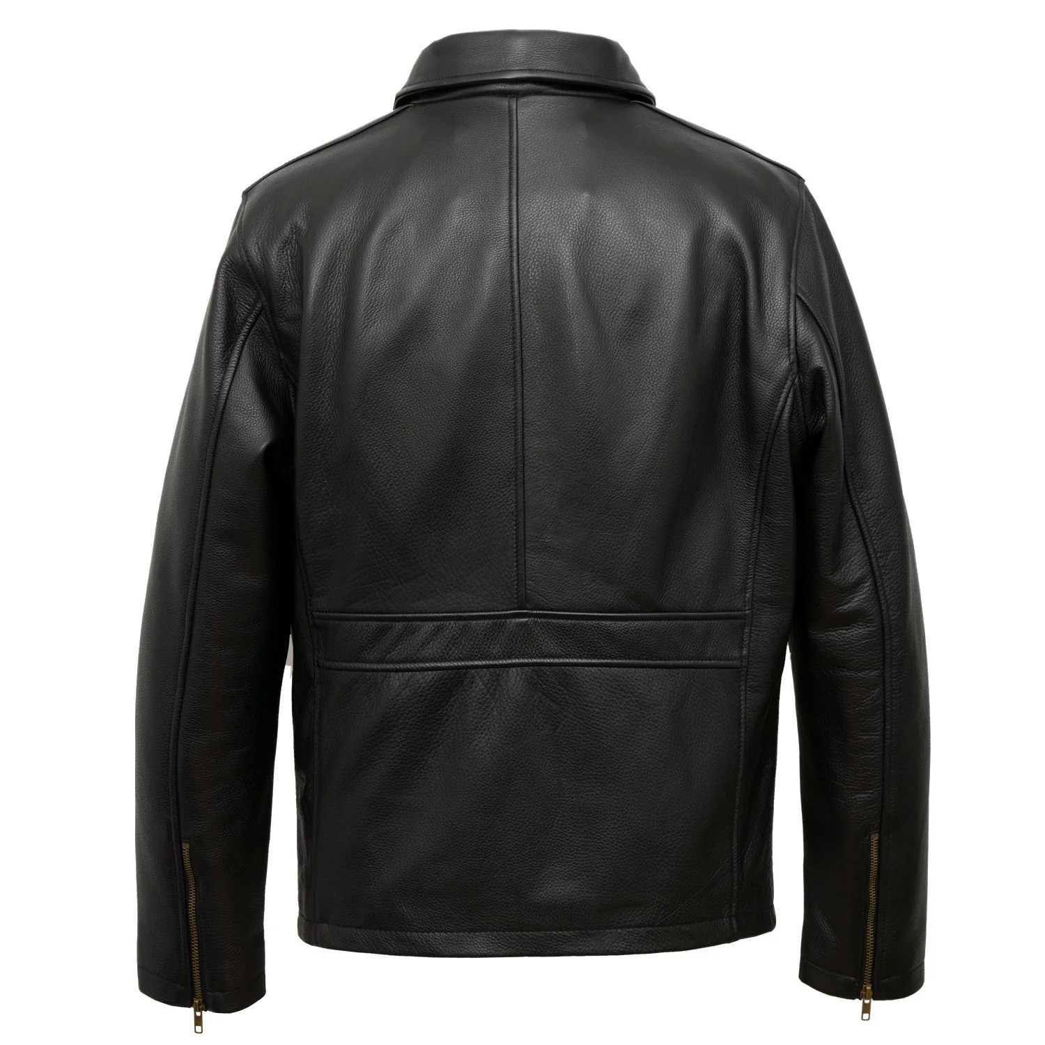 Men's Shirt Collar Black Leather Jacket