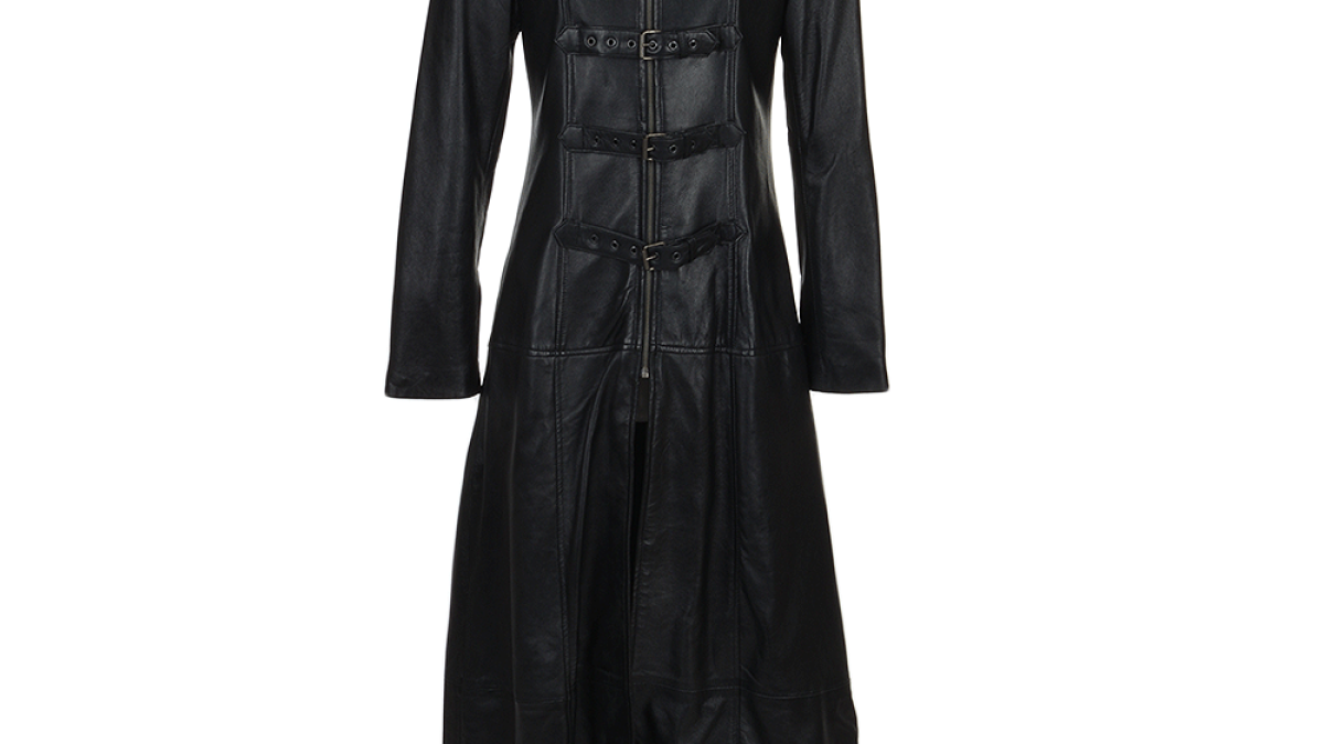 Black Gothic Trench Coat WY-1609XCM-BKM Mens Long Industrial