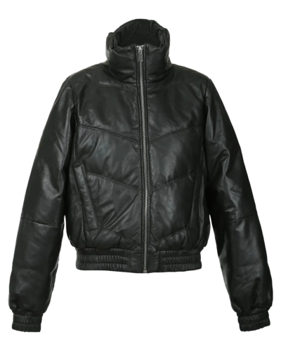 Rosie Leather Puffer Bomber Jacket