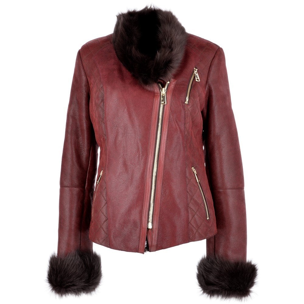 Toscana Short Bordeaux Biker Sheepskin Jacket