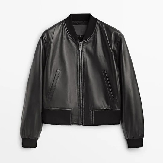 Velma Black Sheepskin Bomber Leather Jacket