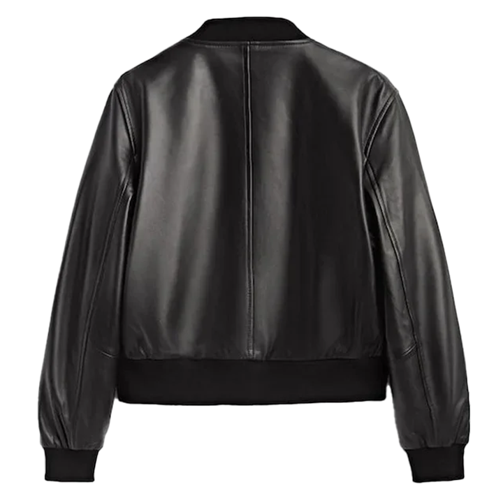 Velma Black Sheepskin Bomber Leather Jacket