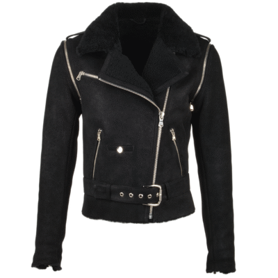 Women's Black 2-in-1 Pilot Biker Leather Jacket