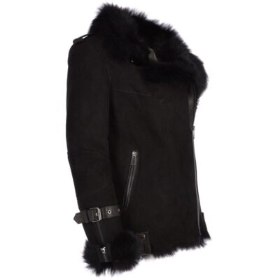 Women's Black Sheepskin Suede Pilot Jacket
