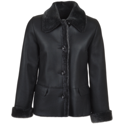 Women's Black Short Shearling Jacket