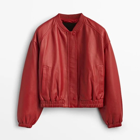 Women's Red B3 Sheepskin Bomber Leather Jacket