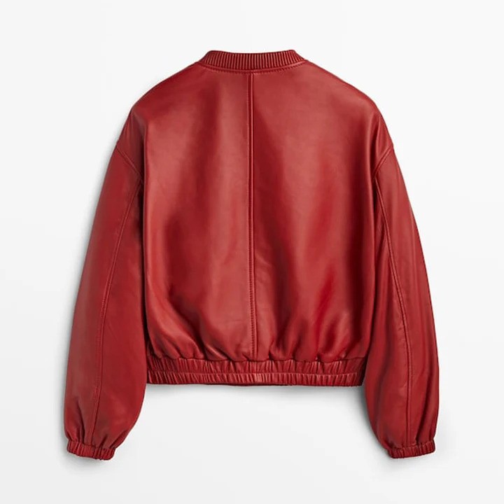 Women's Red B3 Sheepskin Bomber Leather Jacket