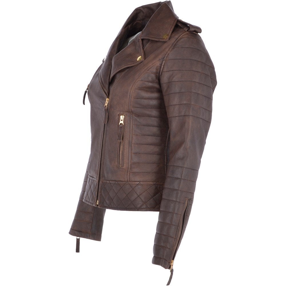 Women's Timber Diamond quilted Leather Biker Jacket